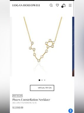 Logan Hollowell Pisces Constellation Necklace 14k gold Diamond March Birthday